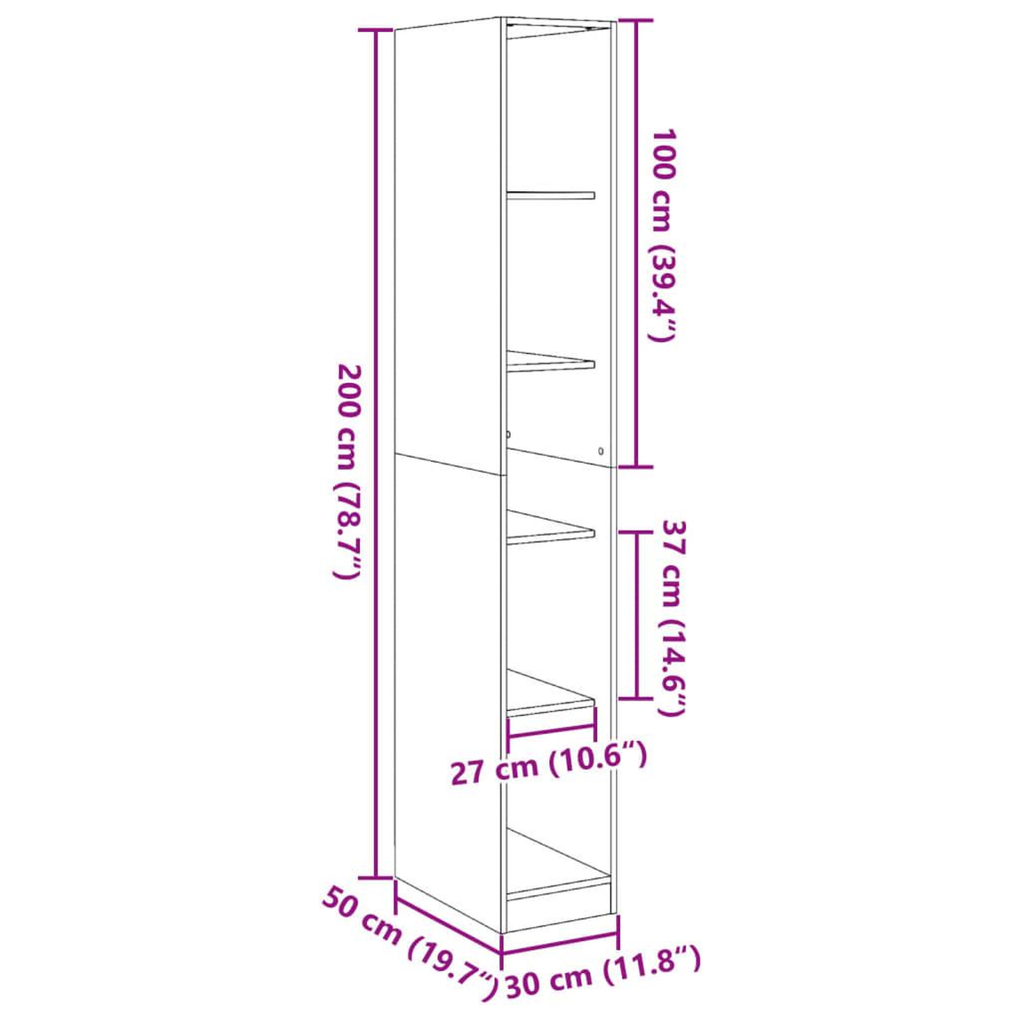Voir la diapositive 6 : VIDAXL Garde-robe Blanc 30x50x200 cm Bois d'ingenierie
