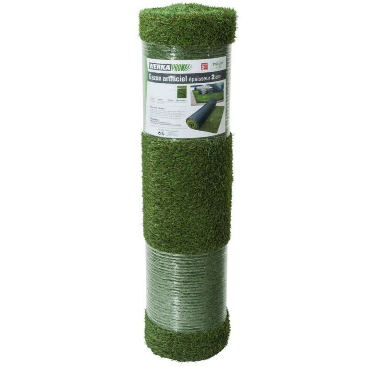  Gazon artificiel Werkapro, épaisseur 2 cm 1 x 4 m soit 4m2