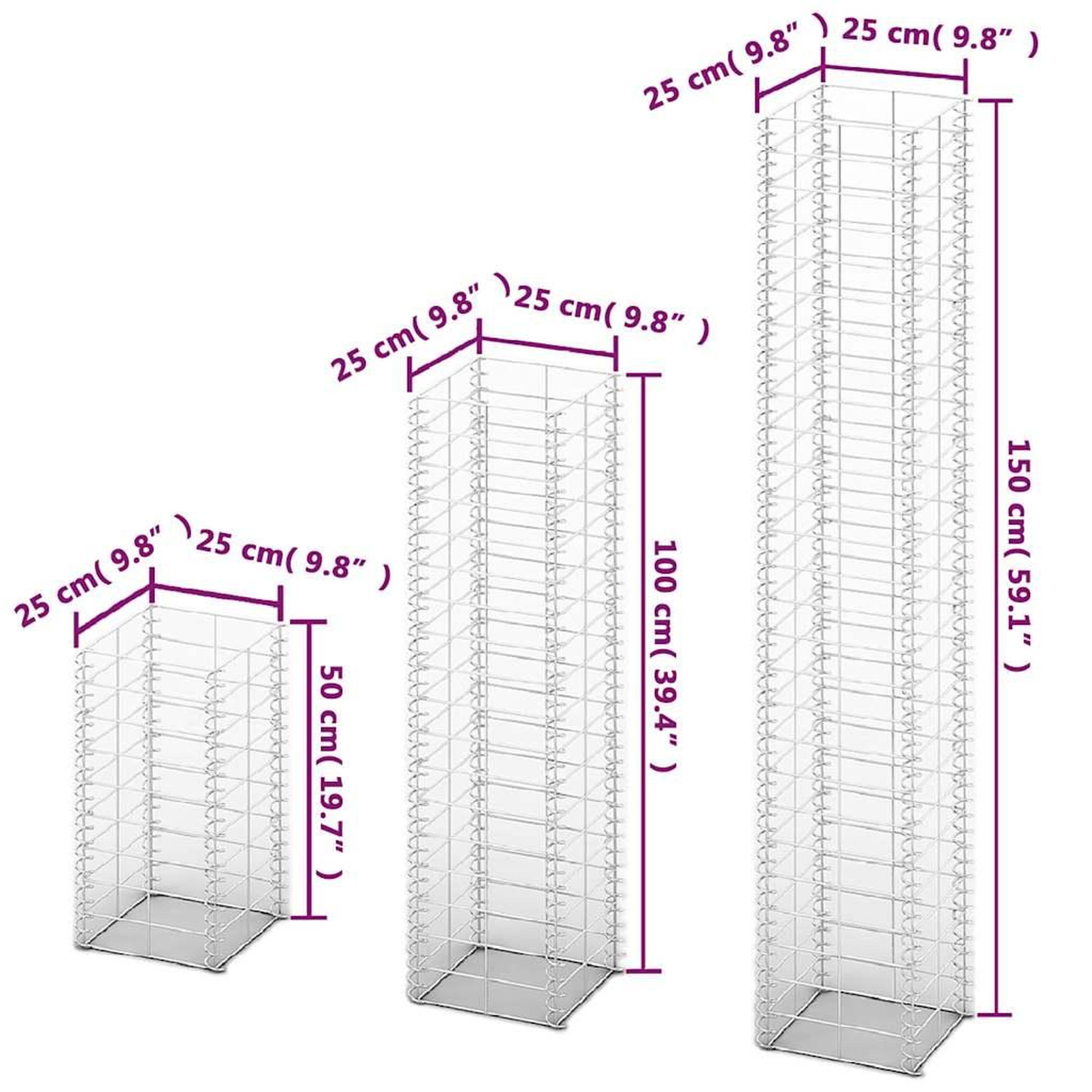 Voir la diapositive 3 : VIDAXL 3 gabions en fil galvanise