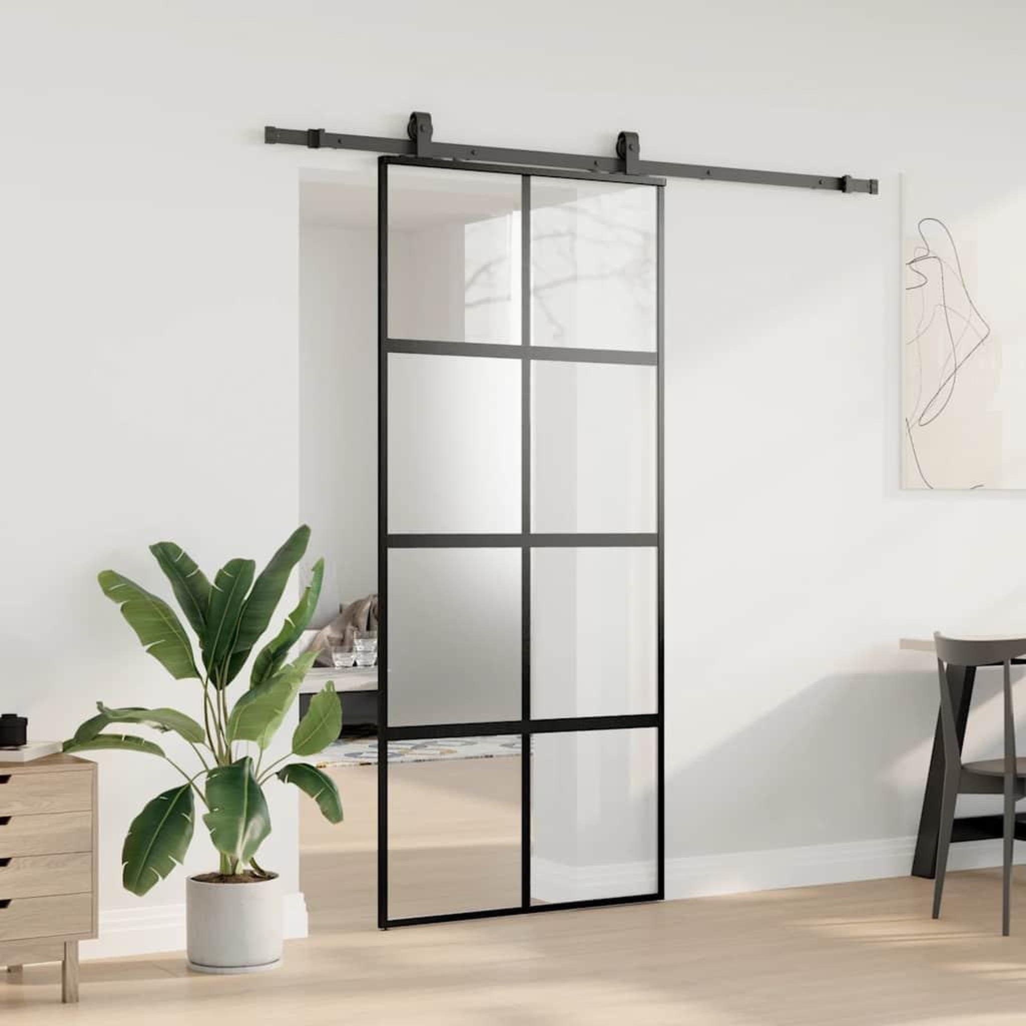 Voir la diapositive 3 : VIDAXL Porte coulissante avec kit de quincaillerie noir 90x205 cm
