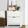 Voir la diapositive 4 : HOMCOM Armoire à chaussures 2 portes abattantes 2 compartiments panneaux particules blanc chêne