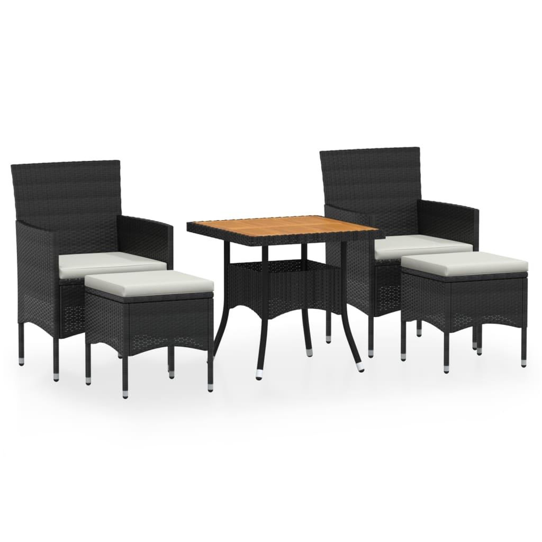 Voir la diapositive 2 : VIDAXL Ensemble a manger de jardin 5 pcs Resine tressee et acacia Noir
