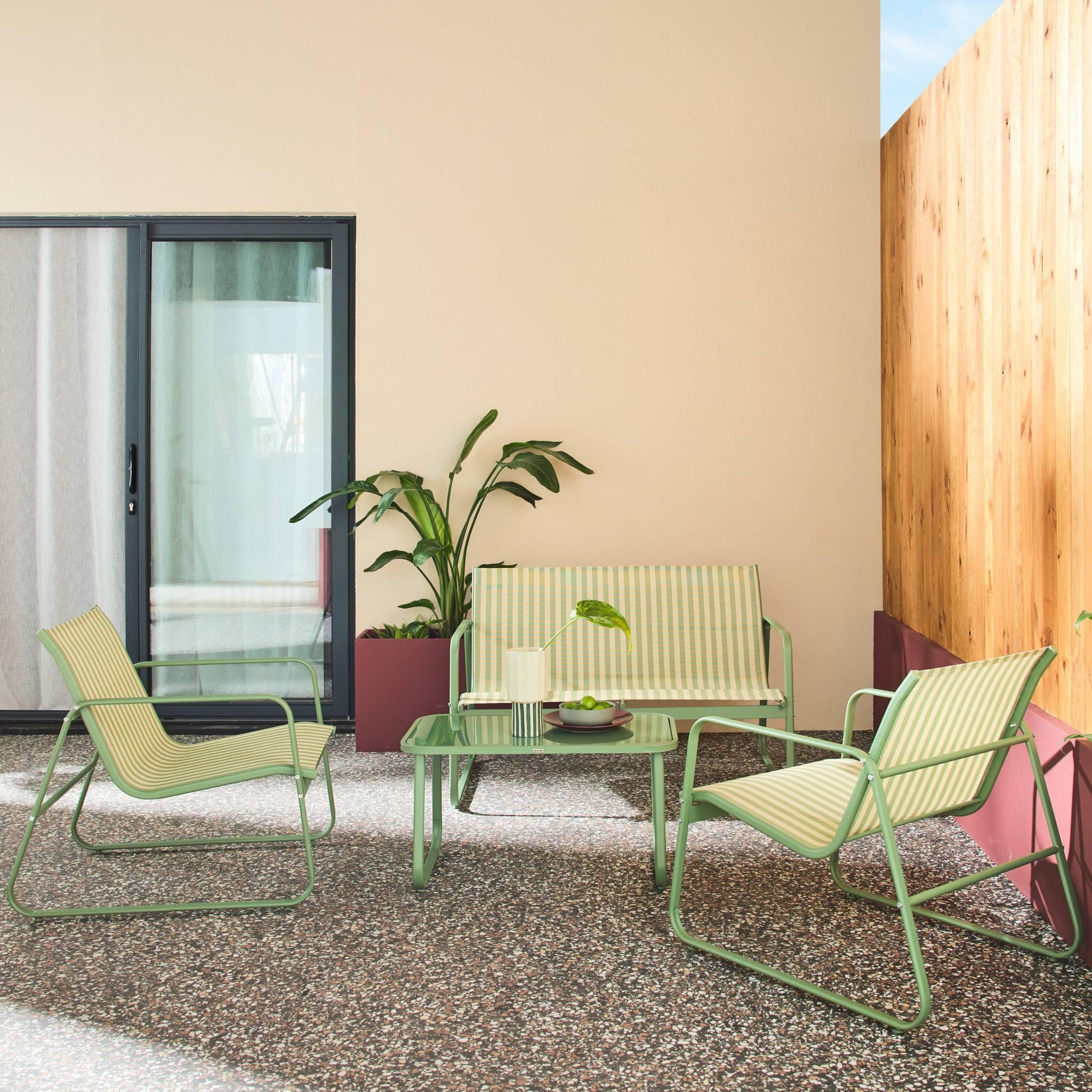 Voir la diapositive 3 : SWEEEK Salon de jardin en métal  et textilène pour 4 personnes, design