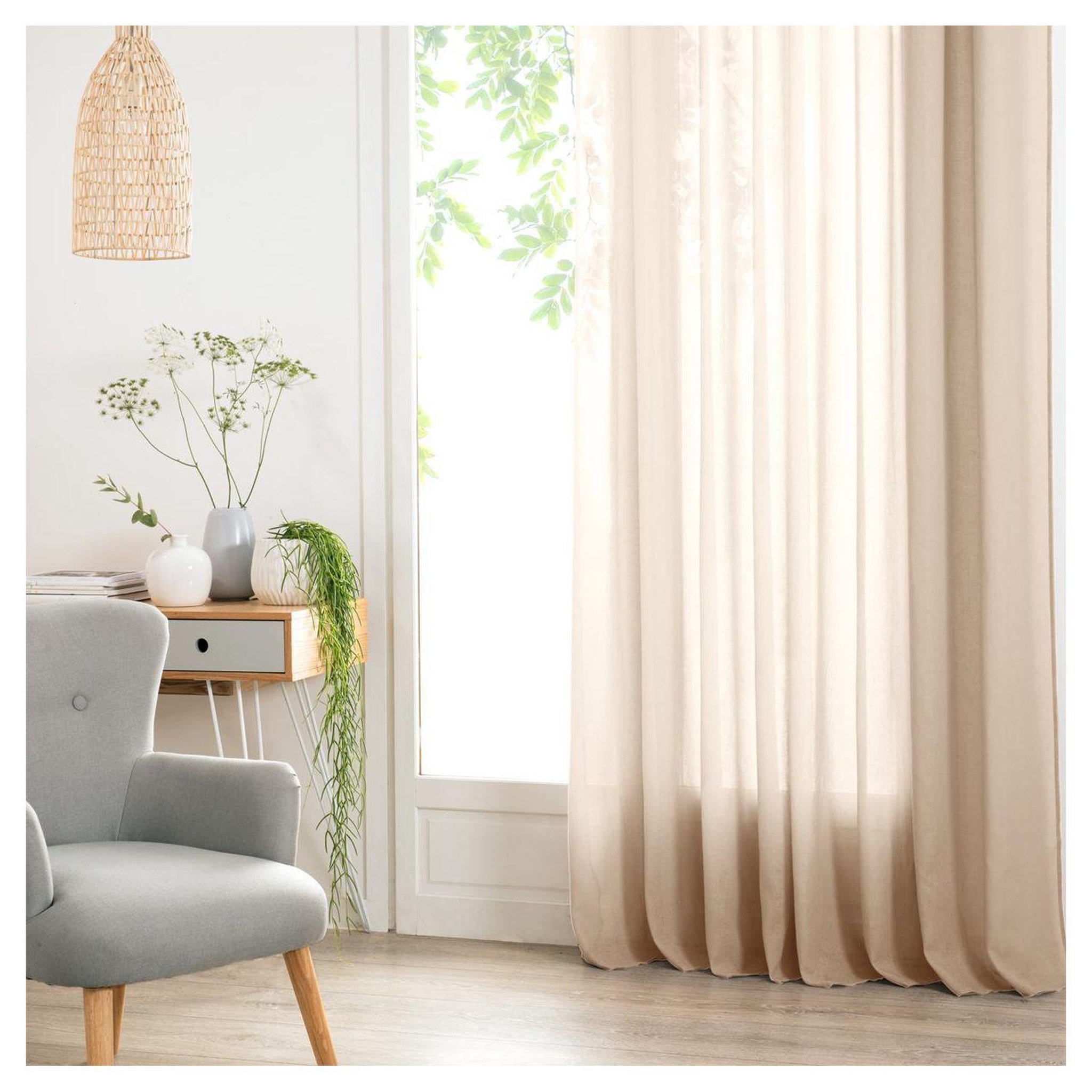 Voir la diapositive 1 : ATMOSPHERA Rideau Voilage uni oeillets métal en polyester 140x240cm ANA
