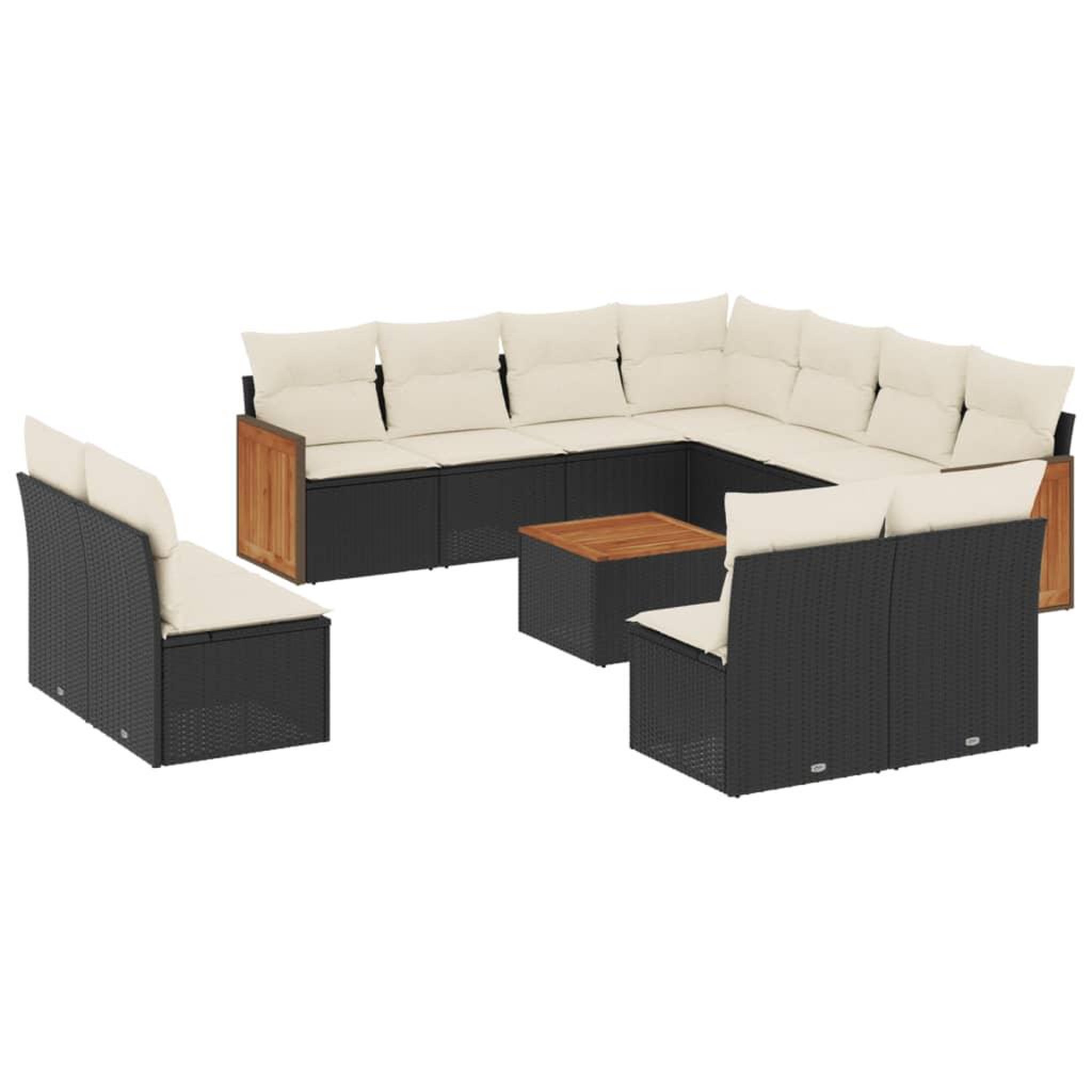 Voir la diapositive 2 : VIDAXL Salon de jardin 12 pcs avec coussins noir resine tressee
