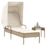 Voir la diapositive 1 : VIDAXL Chaise longue avec auvent et table beige resine tressee