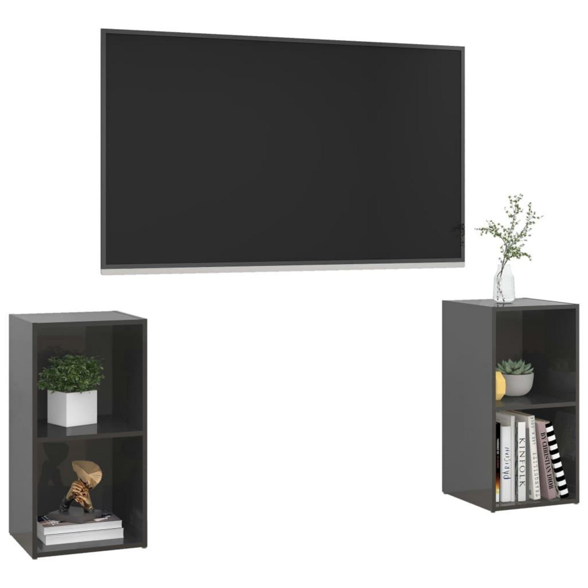VIDAXL Meubles TV 2 pcs Gris brillant 72x35x36,5 cm Bois d'ingenierie