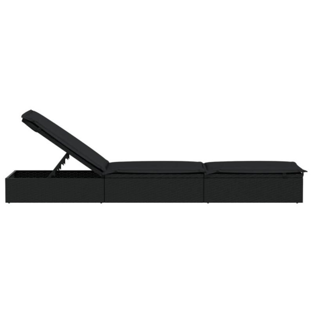 VIDAXL Chaise longue 1 pc avec coussin noir 201x55x62cm résine tressée