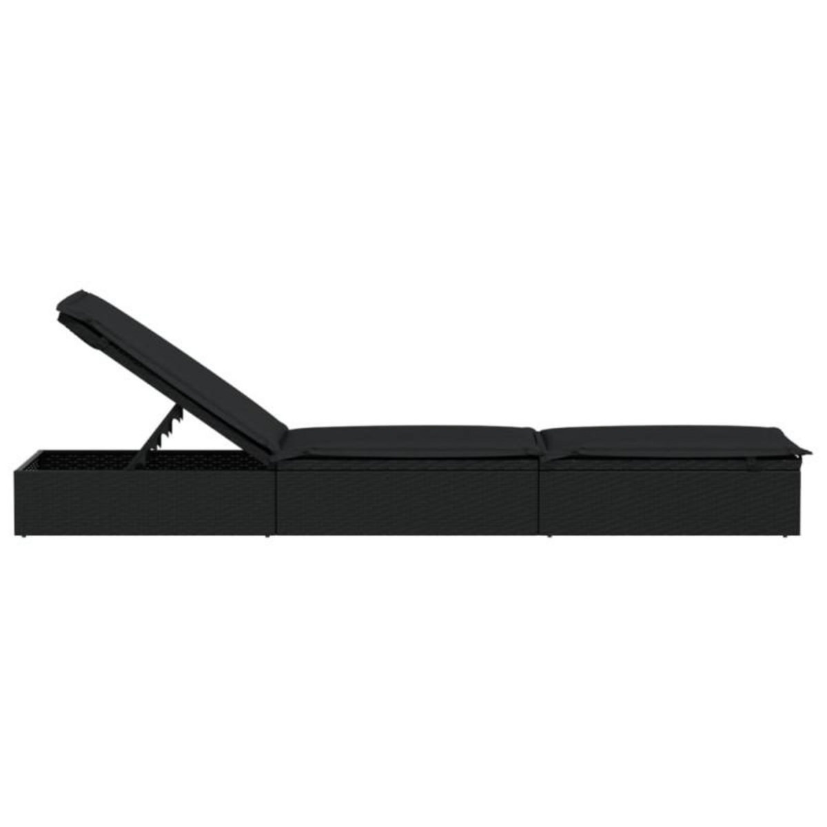 VIDAXL Chaise longue 1 pc avec coussin noir 201x55x62cm résine tressée