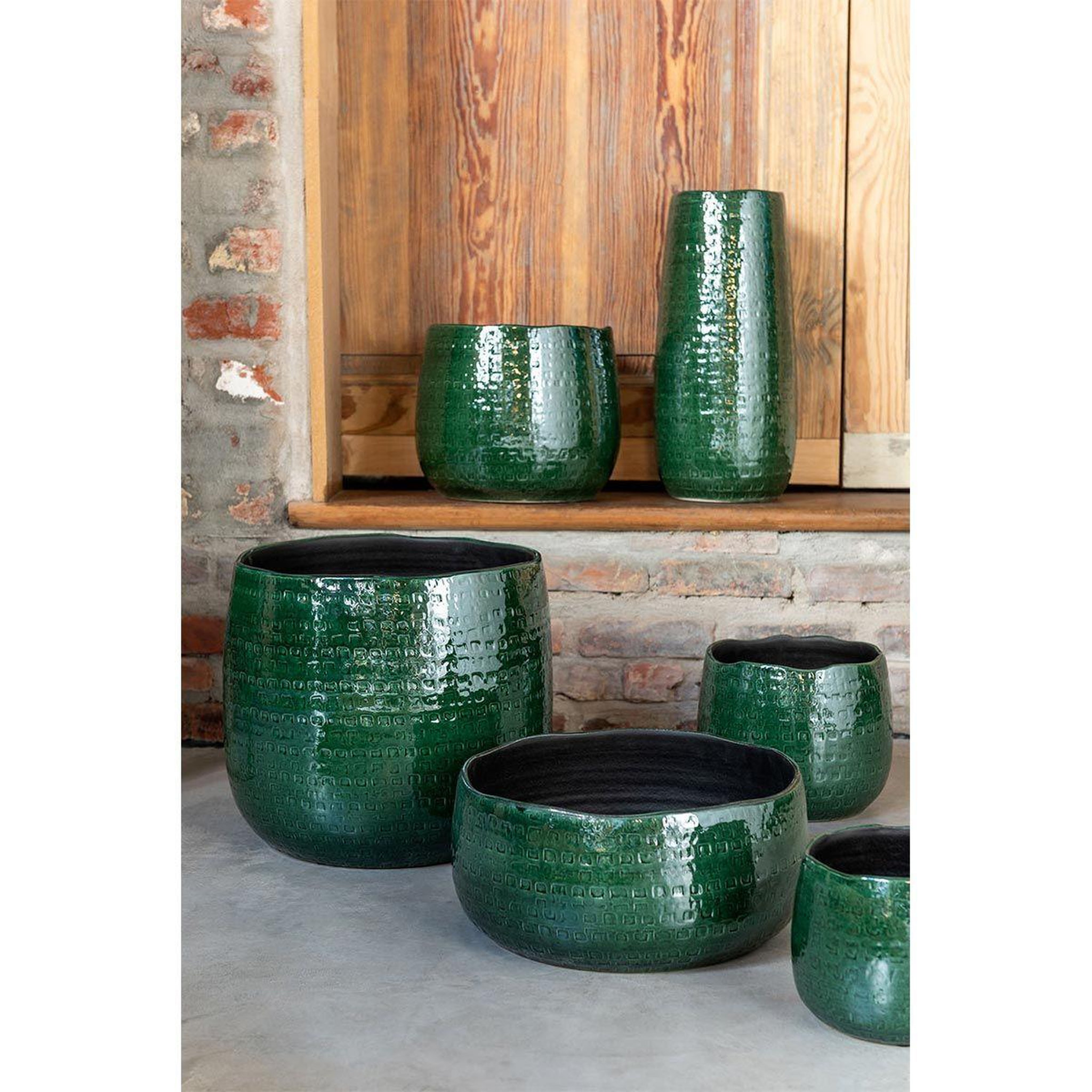 Voir la diapositive 2 : J-LINE Cache-pot design  ceramika  18cm vert