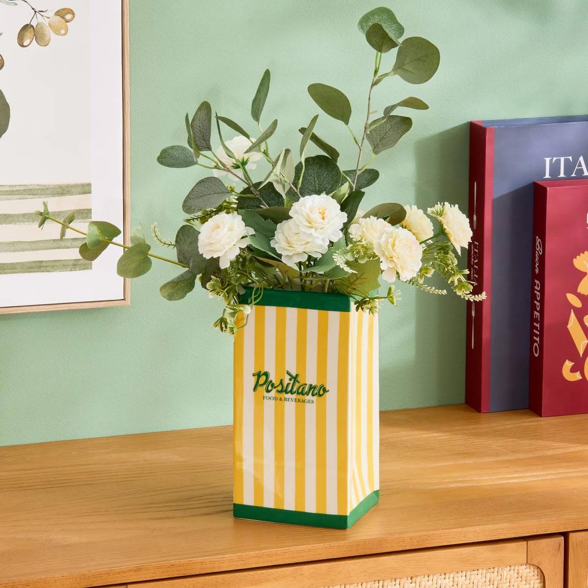 Voir la diapositive 3 : ATMOSPHERA Vase déco en céramique  positano  22cm jaune