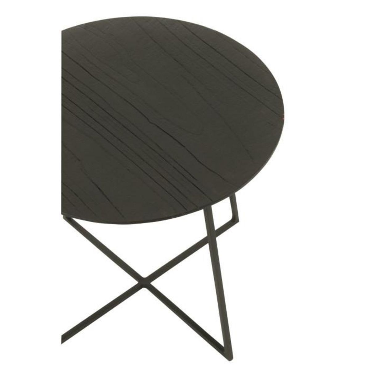 Paris Prix Table d'Appoint en Teck  Lucille  45cm Noir