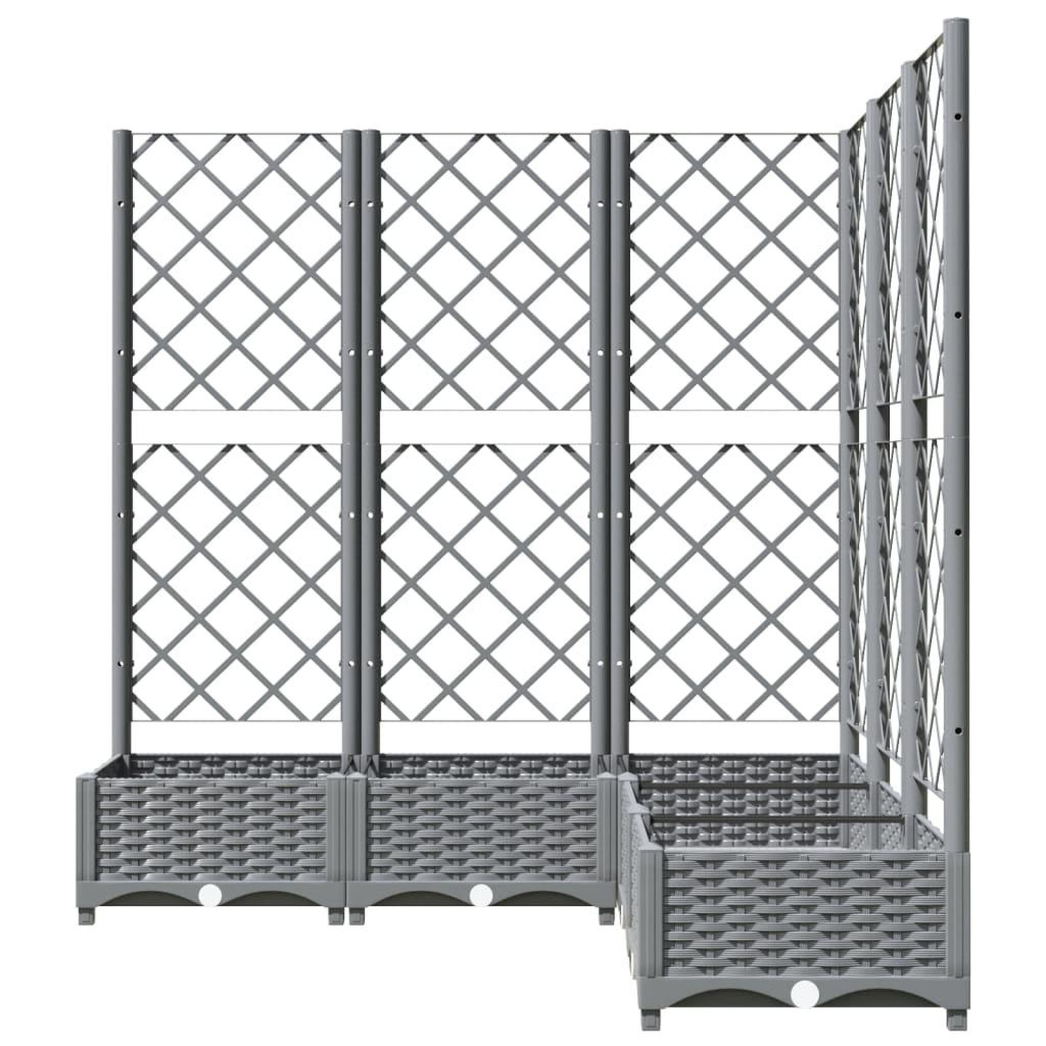 Voir la diapositive 4 : VIDAXL Jardiniere avec treillis Gris clair 120x120x121,5 cm PP