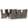 Voir la diapositive 3 : VIDAXL Ensemble a manger de jardin 9pcs et coussins noir et gris