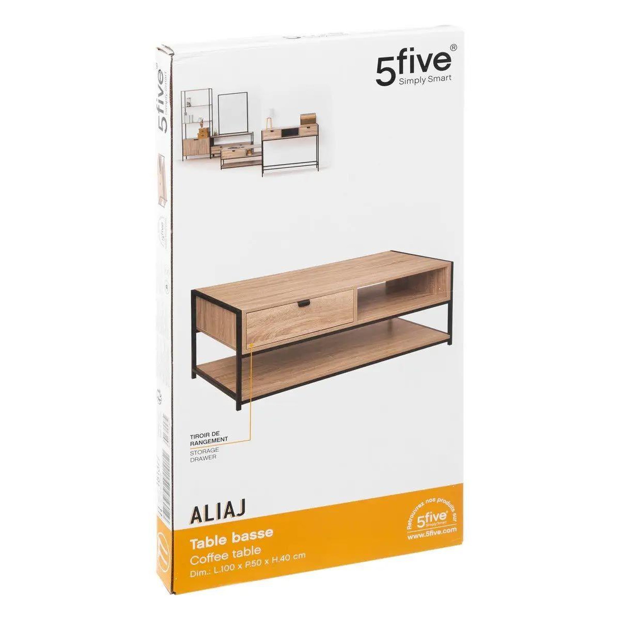 Voir la diapositive 6 : FIVE Table basse 1 tiroir design  aliaj  100cm beige