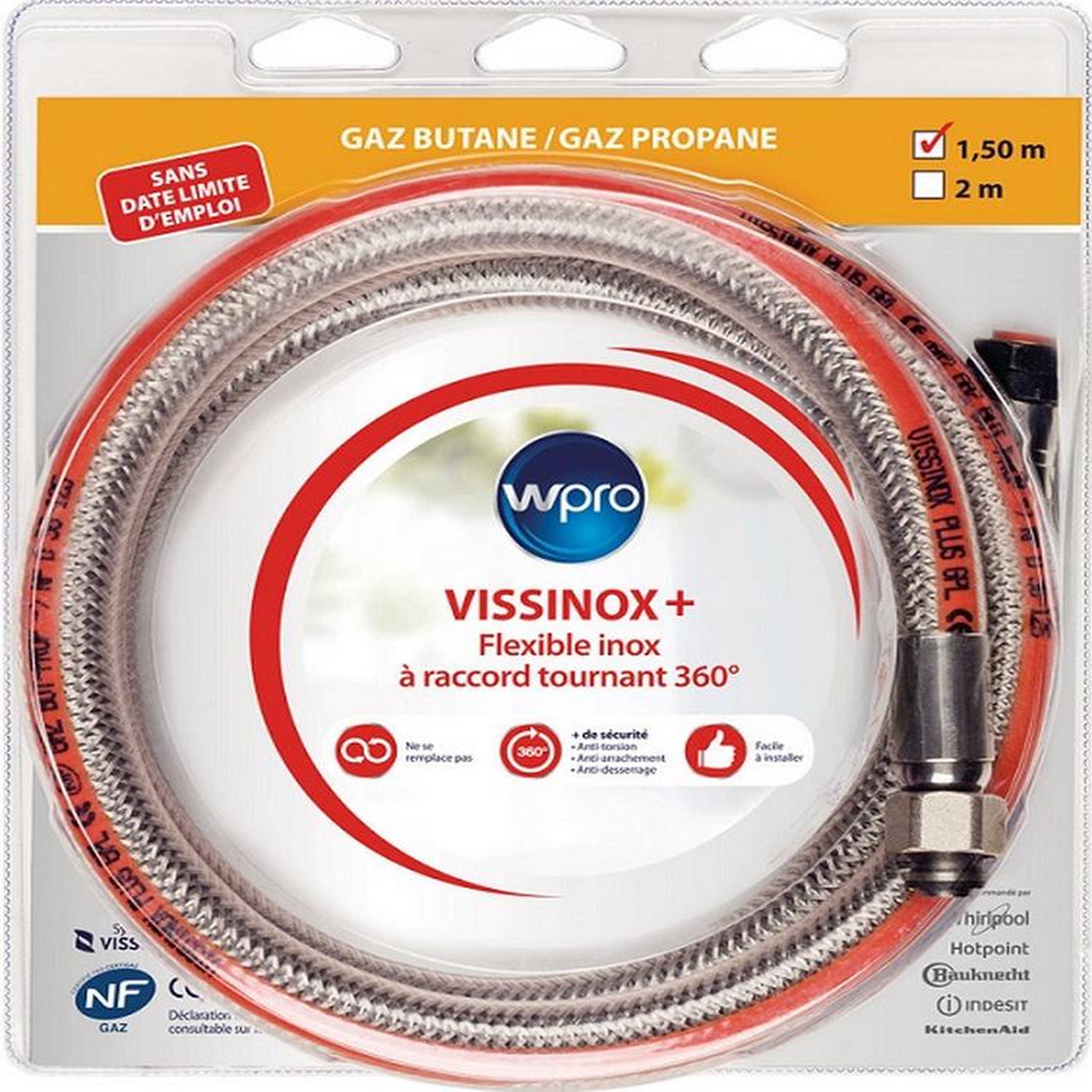Voir la diapositive 1 : WPRO Flexible gaz inox 1.5cm - TBV150