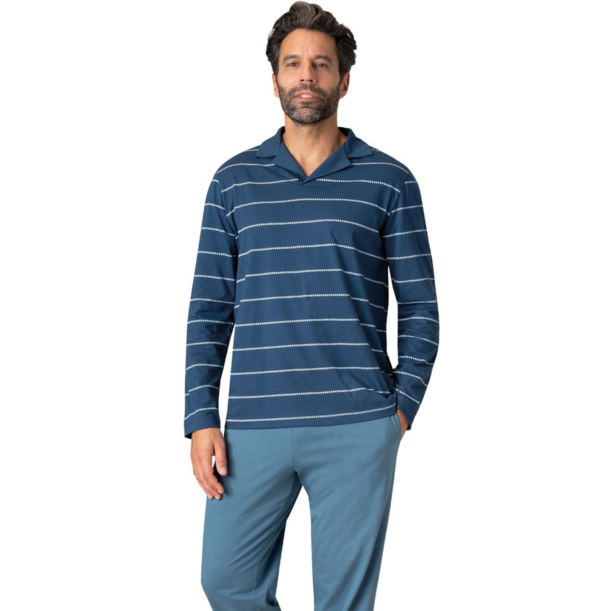 Voir la diapositive 1 : Eminence Pyjama long col T homme Coton Bio