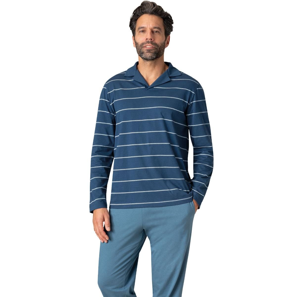 Eminence Pyjama long col T homme Coton Bio