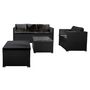 Voir la diapositive 2 : BEST MOBILIER Wanaka - salon de jardin en résine tressée - 5 places - coussins noir