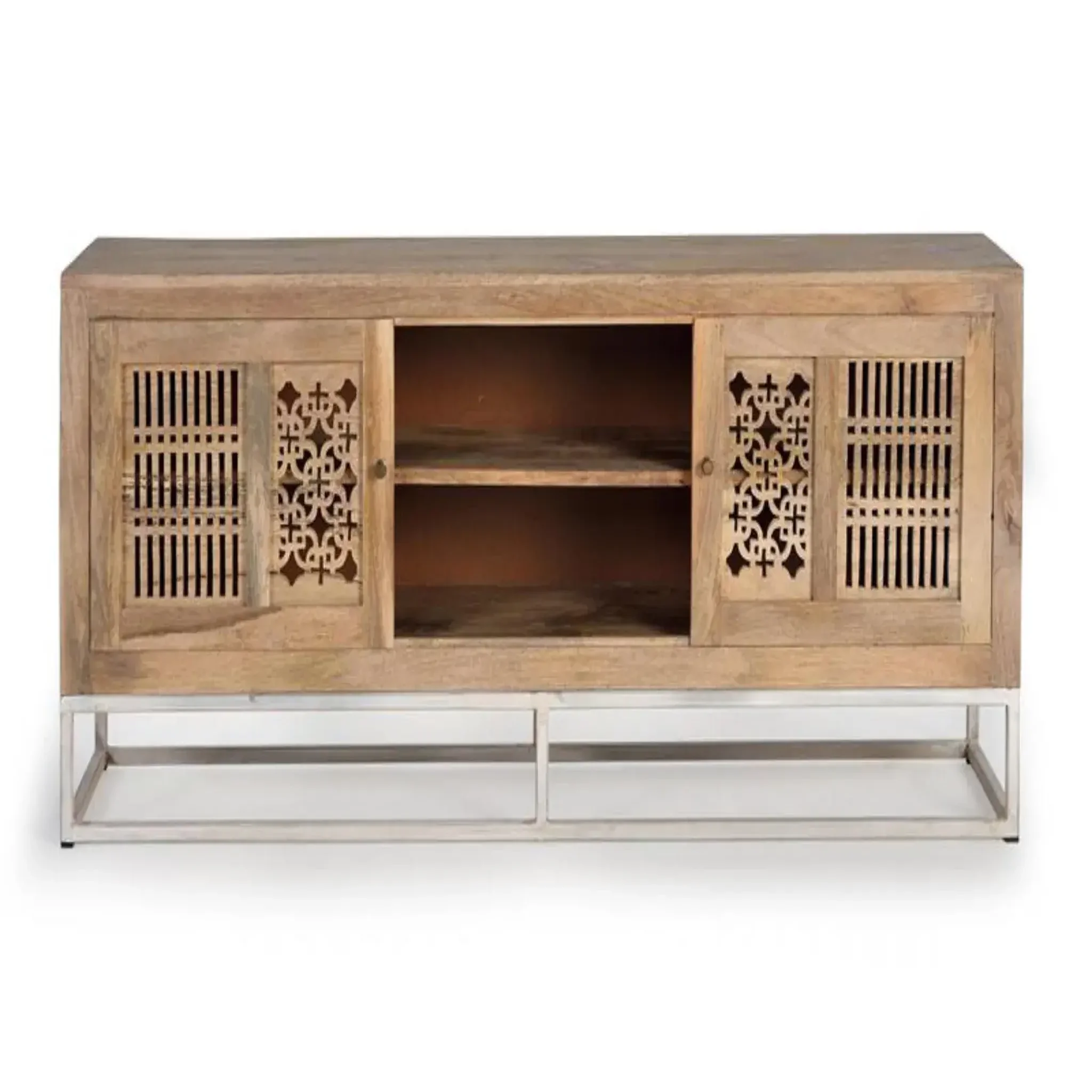 GINER Y COLOMER SL Meuble tv en bois de manguier 160 cm style boho sculpté