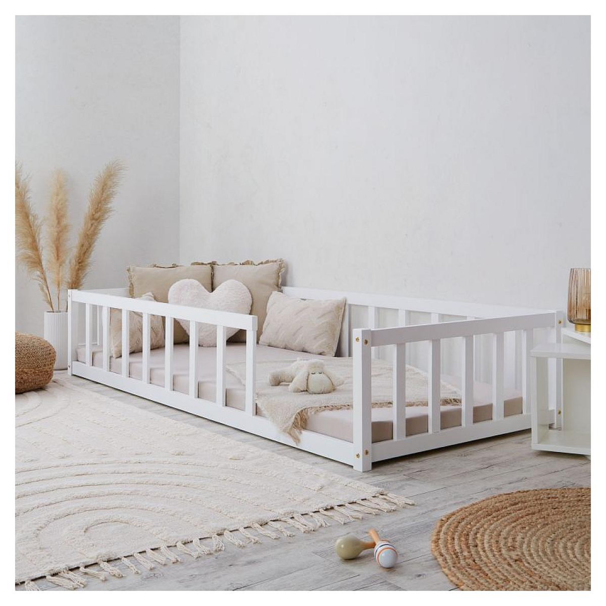 Voir la diapositive 2 : HomeStyle4U Lit de sol pour tout-petits 90x200 cm