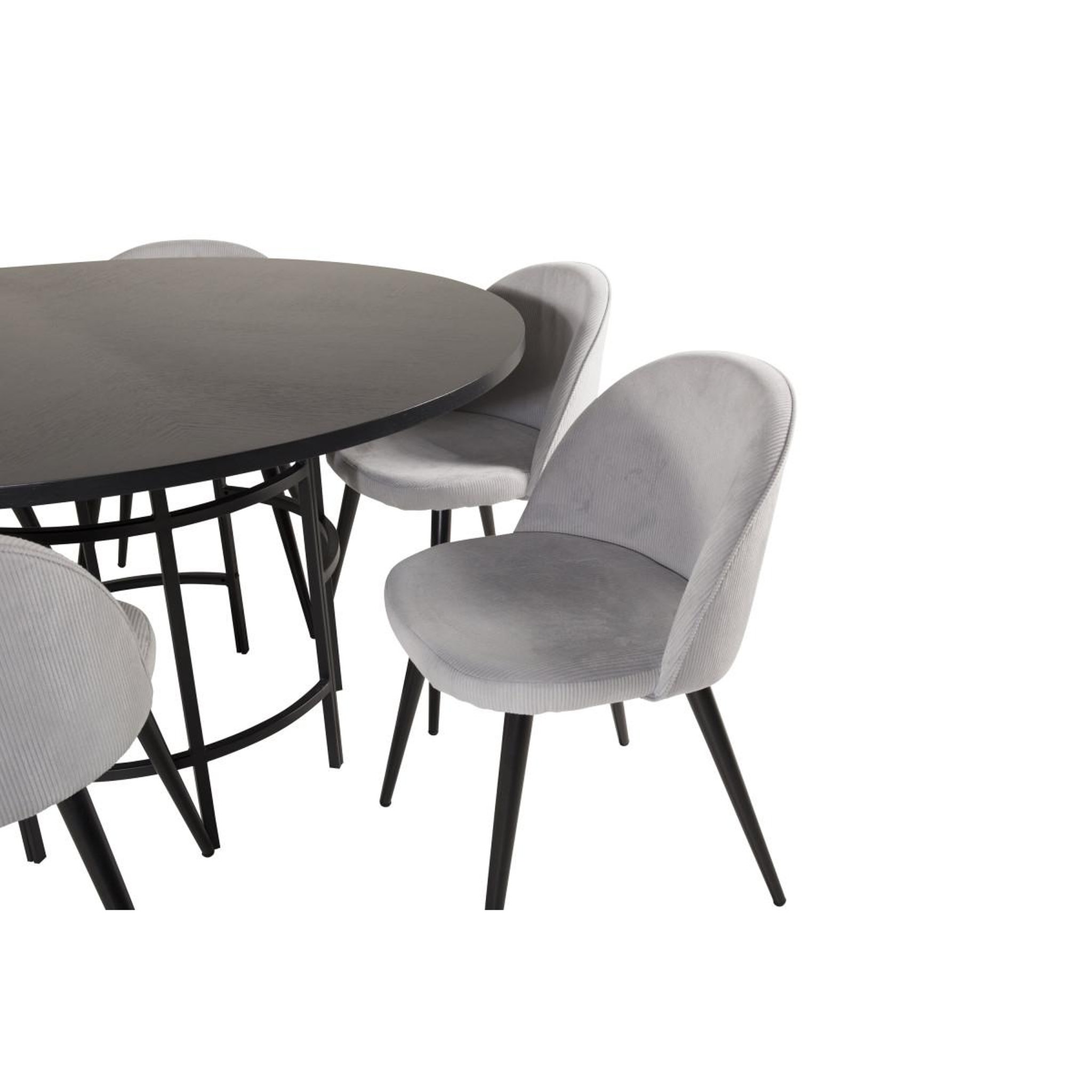 Voir la diapositive 2 : Paris Prix Ensemble table à manger & 6 chaises  copenhagen & velvet  140cm gris & noir