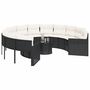 Voir la diapositive 3 : VIDAXL Canape de jardin avec table coussins rond noir resine tressee