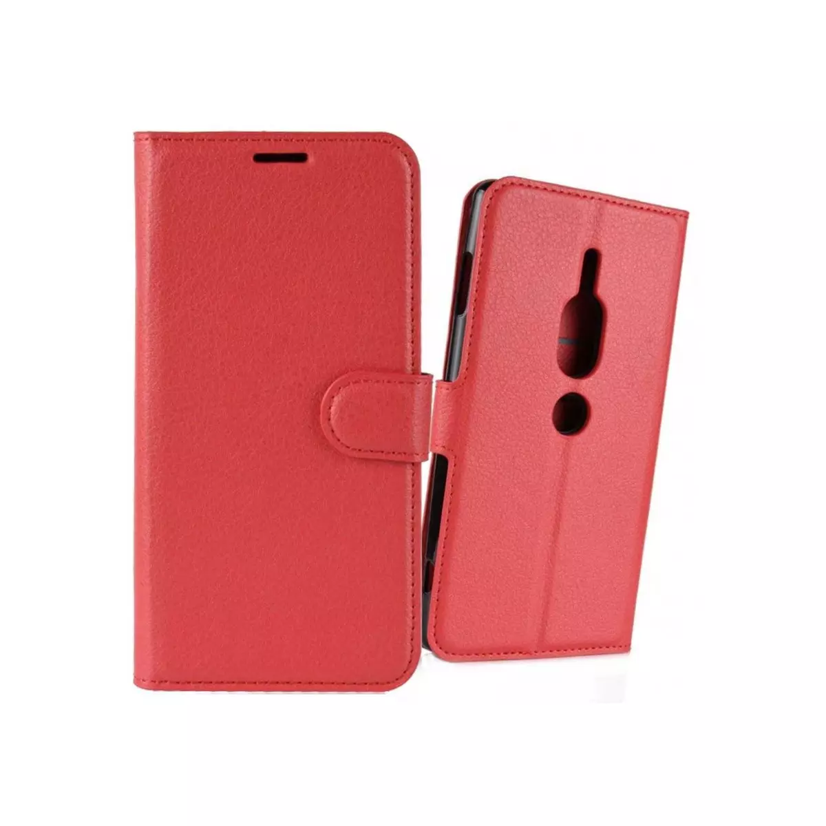 amahousse Housse Sony Xperia XZ2 Premium folio rouge grainé et languette aimantée