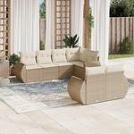 VIDAXL Salon de jardin avec coussins 7 pcs beige resine tressee