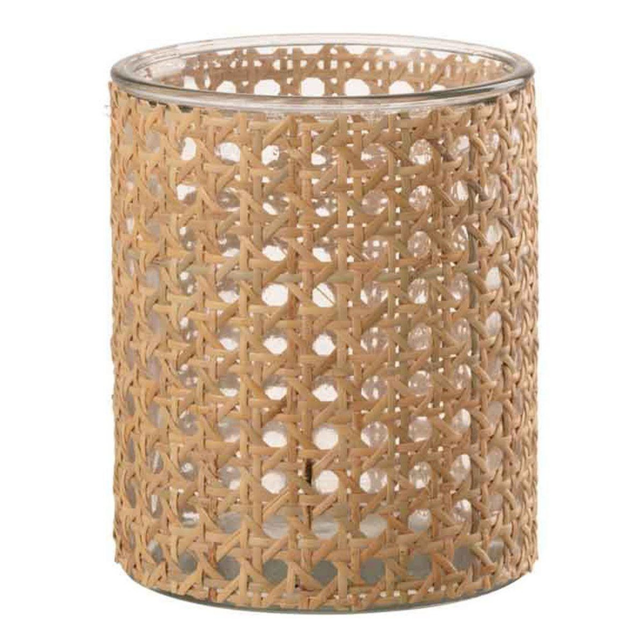 Voir la diapositive 1 : J-LINE Photophore déco en rotin  samana  17cm naturel