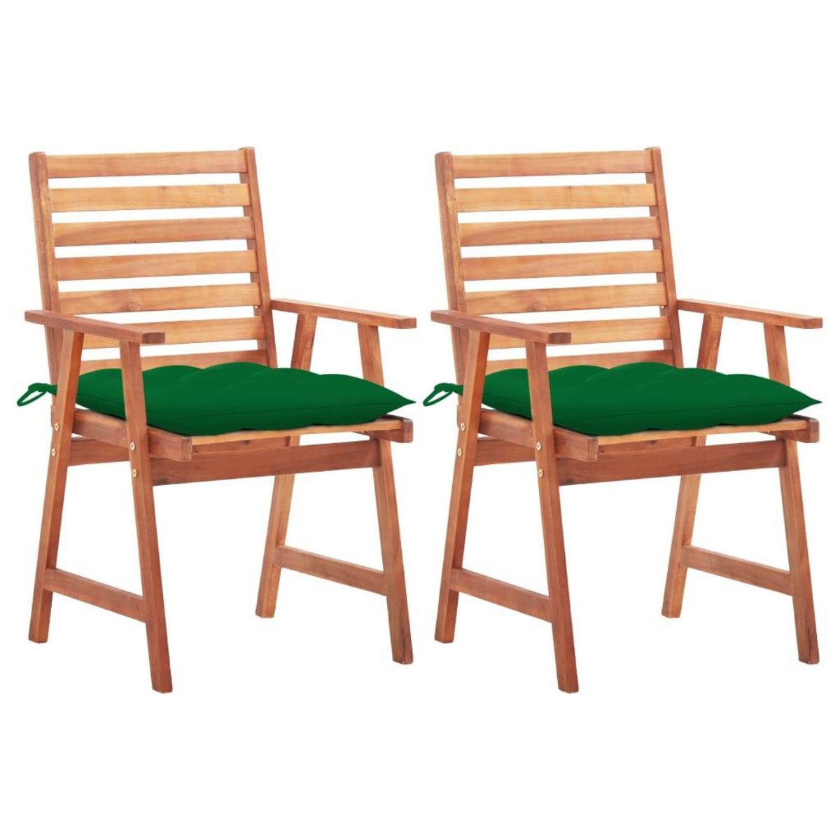VIDAXL Chaises a manger d'exterieur lot de 2 et coussins Acacia massif