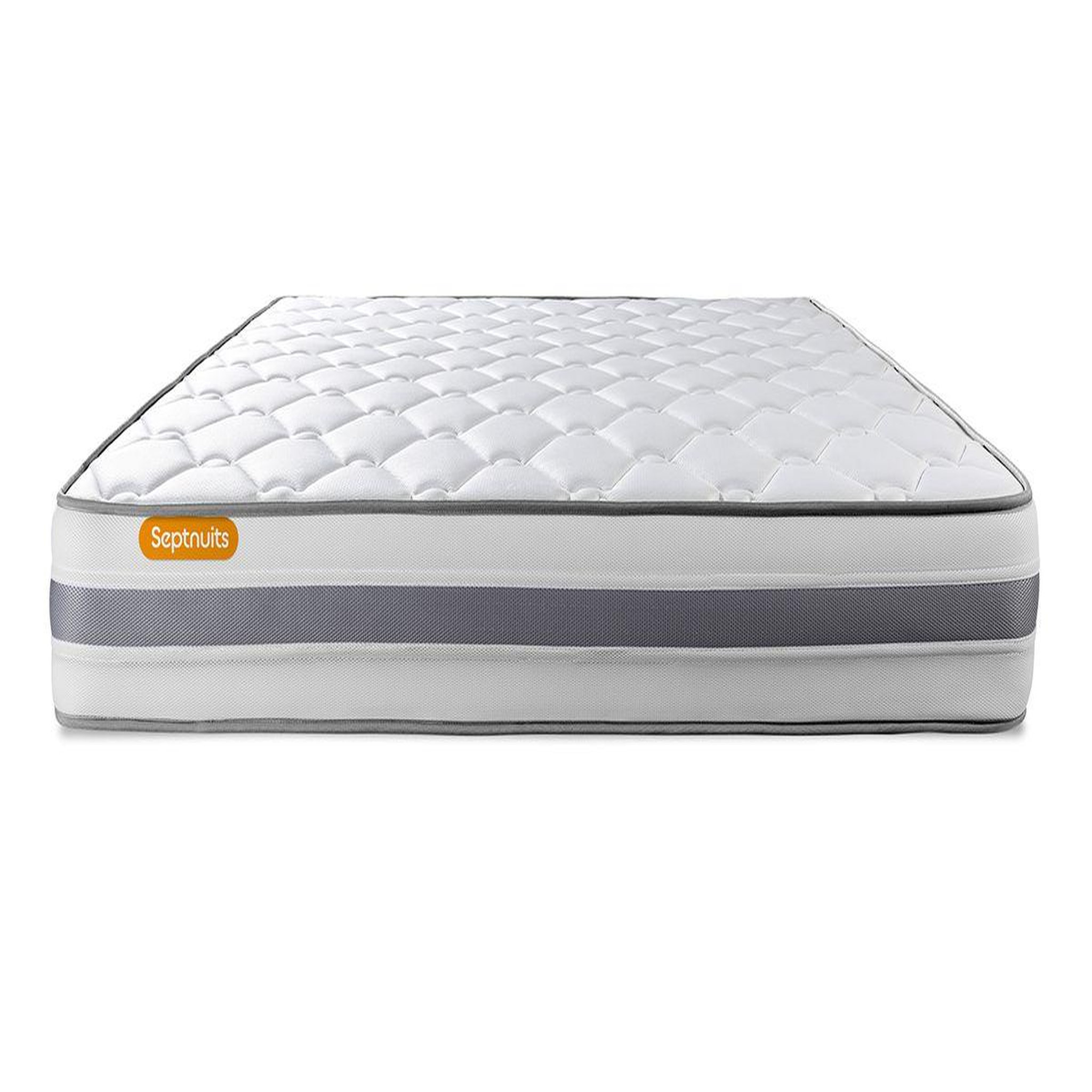 Voir la diapositive 4 : SEPTNUITS Matelas + sommier gris Memo Spring Ressorts ensachés 3 zones de confort MAXI épaisseur