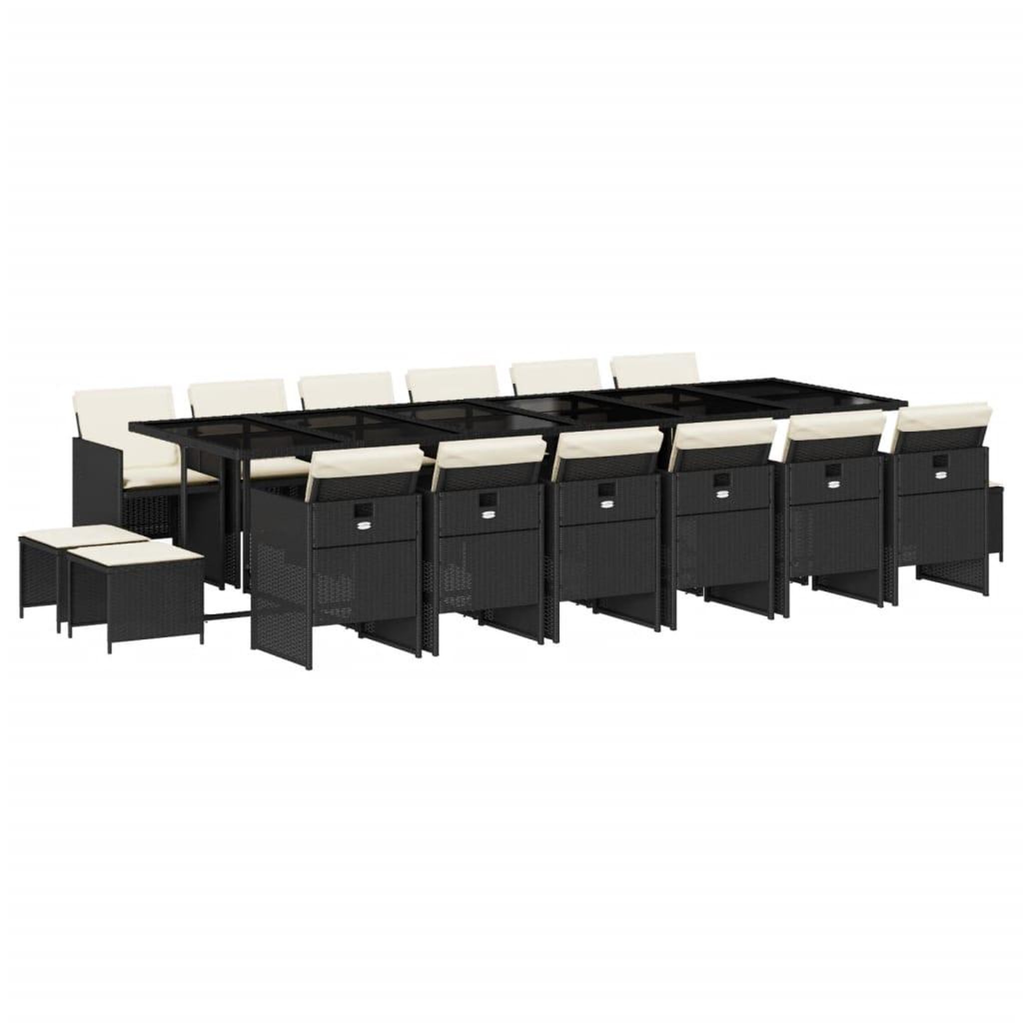Voir la diapositive 2 : VIDAXL Ensemble a manger de jardin 17 pcs coussins noir resine tressee