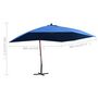 Voir la diapositive 6 : VIDAXL Parasol suspendu avec mat en bois 400x300 cm Bleu