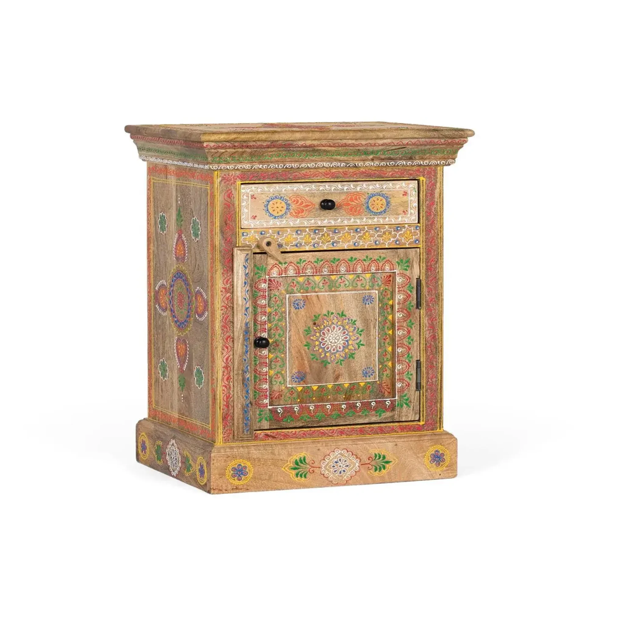Voir la diapositive 3 : GINER Y COLOMER SL Table de chevet en bois de manguier 45 cm style artisanal ethnique