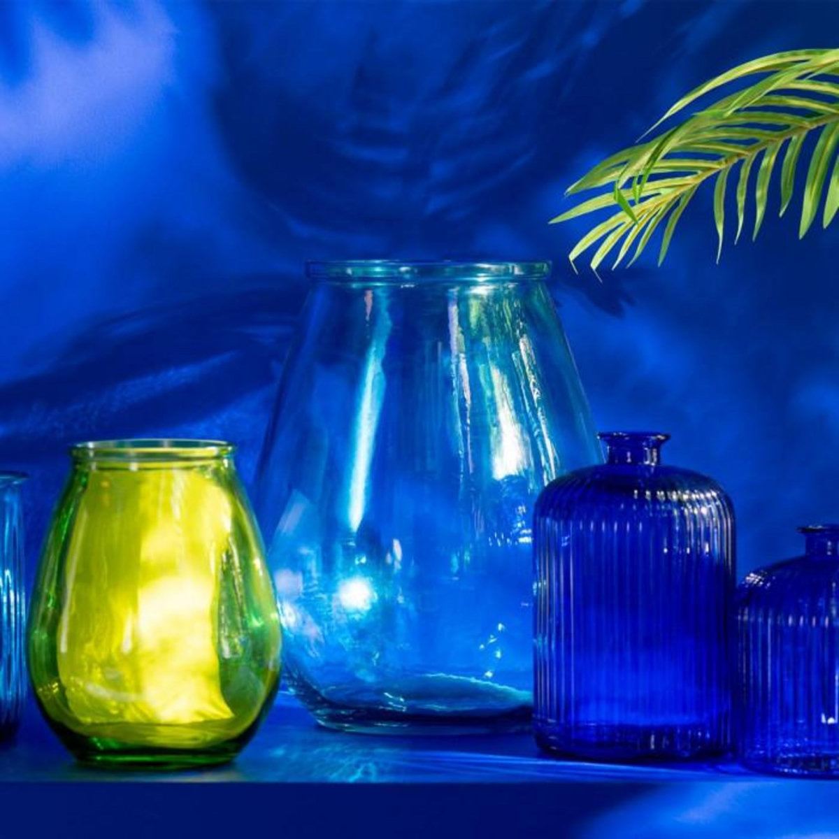 Paris Prix Vase Déco en Verre  Stripe  35cm Bleu Aqua