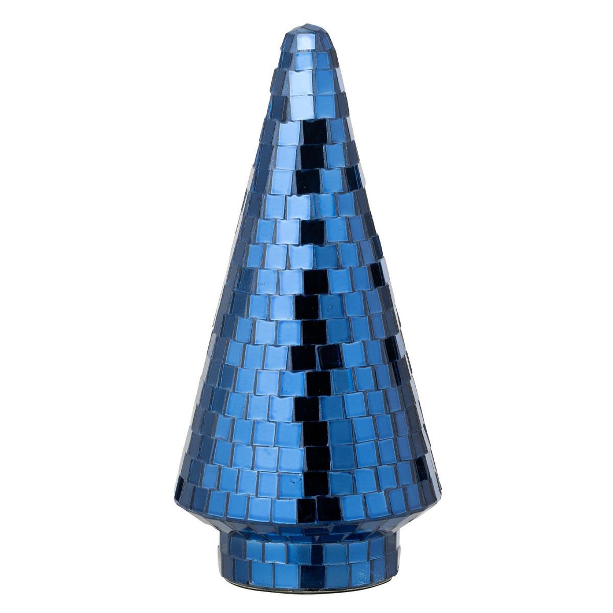 J-LINE Arbre disco en verre  miroir  23cm bleu