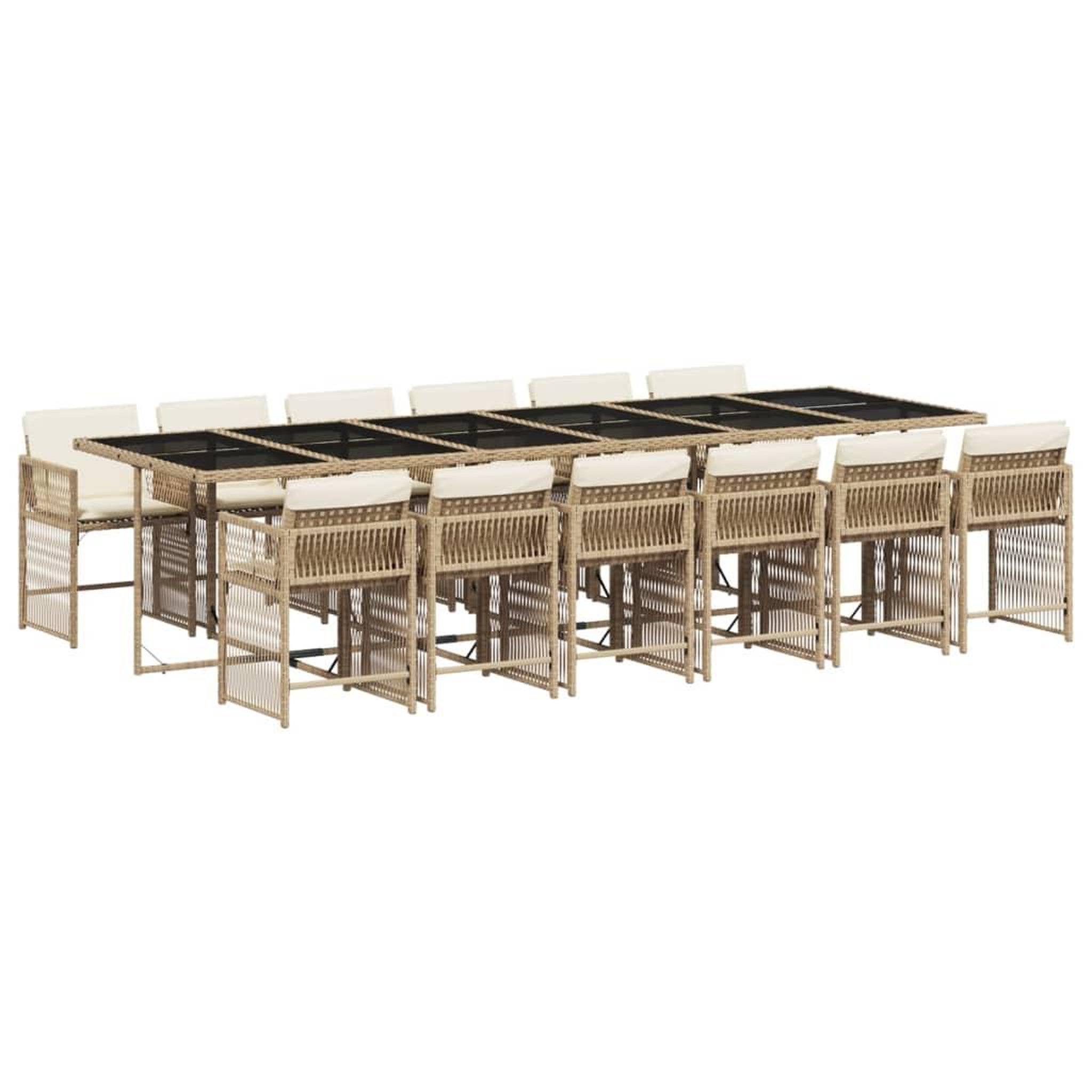 Voir la diapositive 2 : VIDAXL Ensemble a manger de jardin et coussins 13 pcs beige