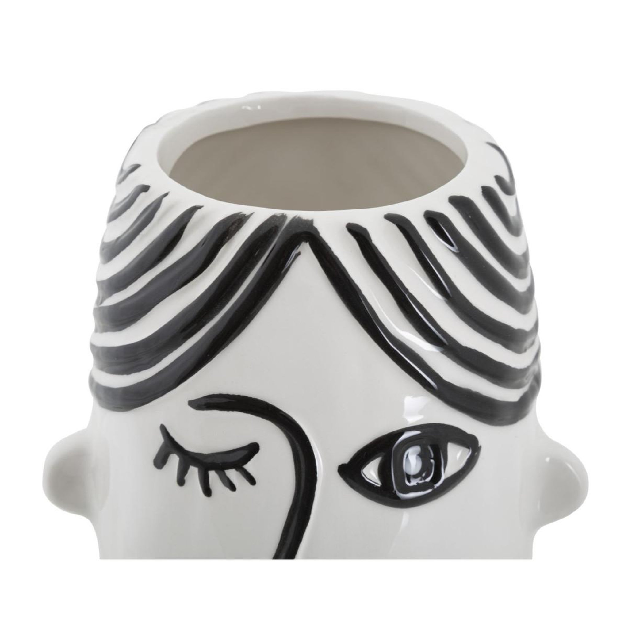 Voir la diapositive 5 : Paris Prix Vase déco visage en porcelaine  face  26cm blanc & noir
