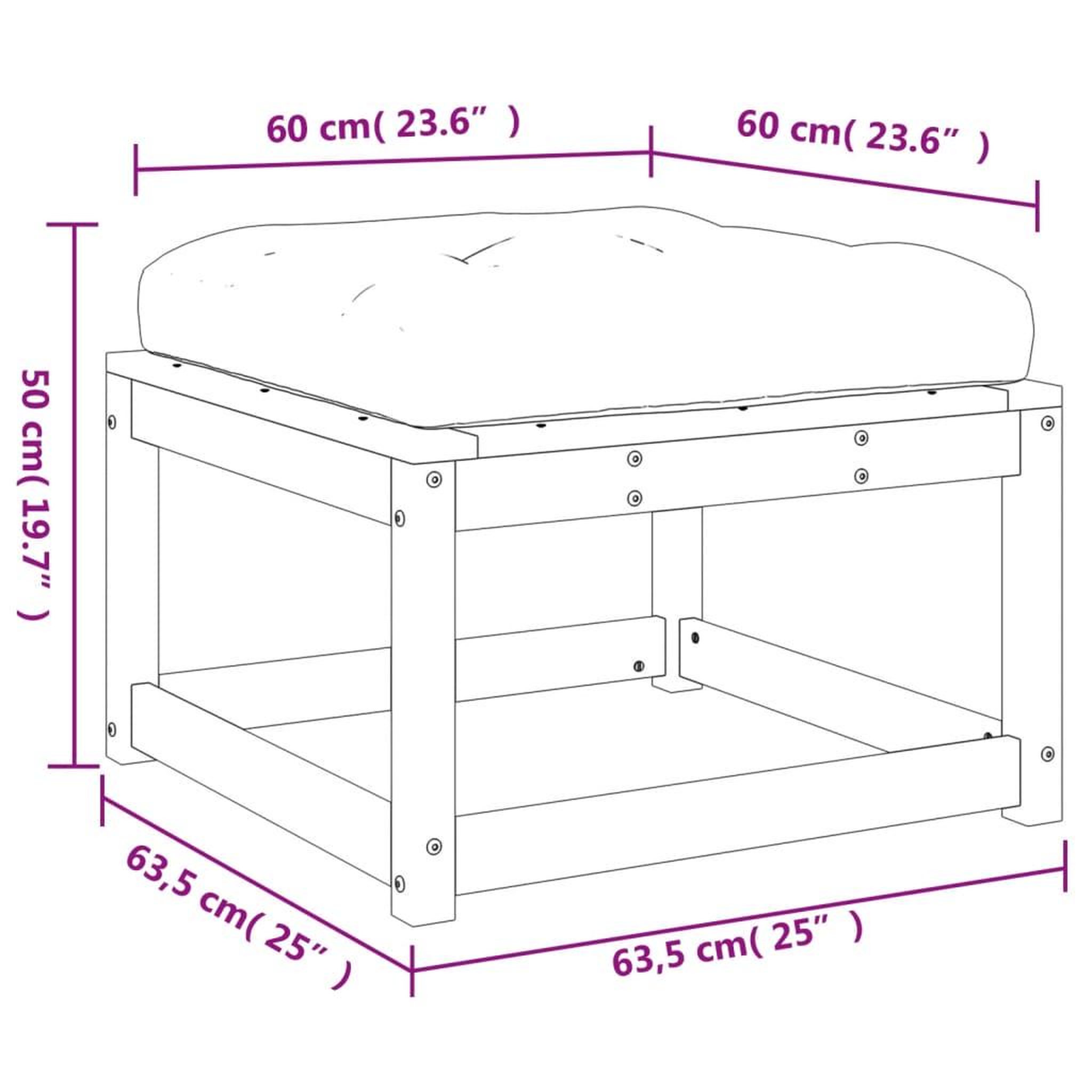 Voir la diapositive 6 : VIDAXL Repose-pied de jardin avec coussins bois de pin impregne