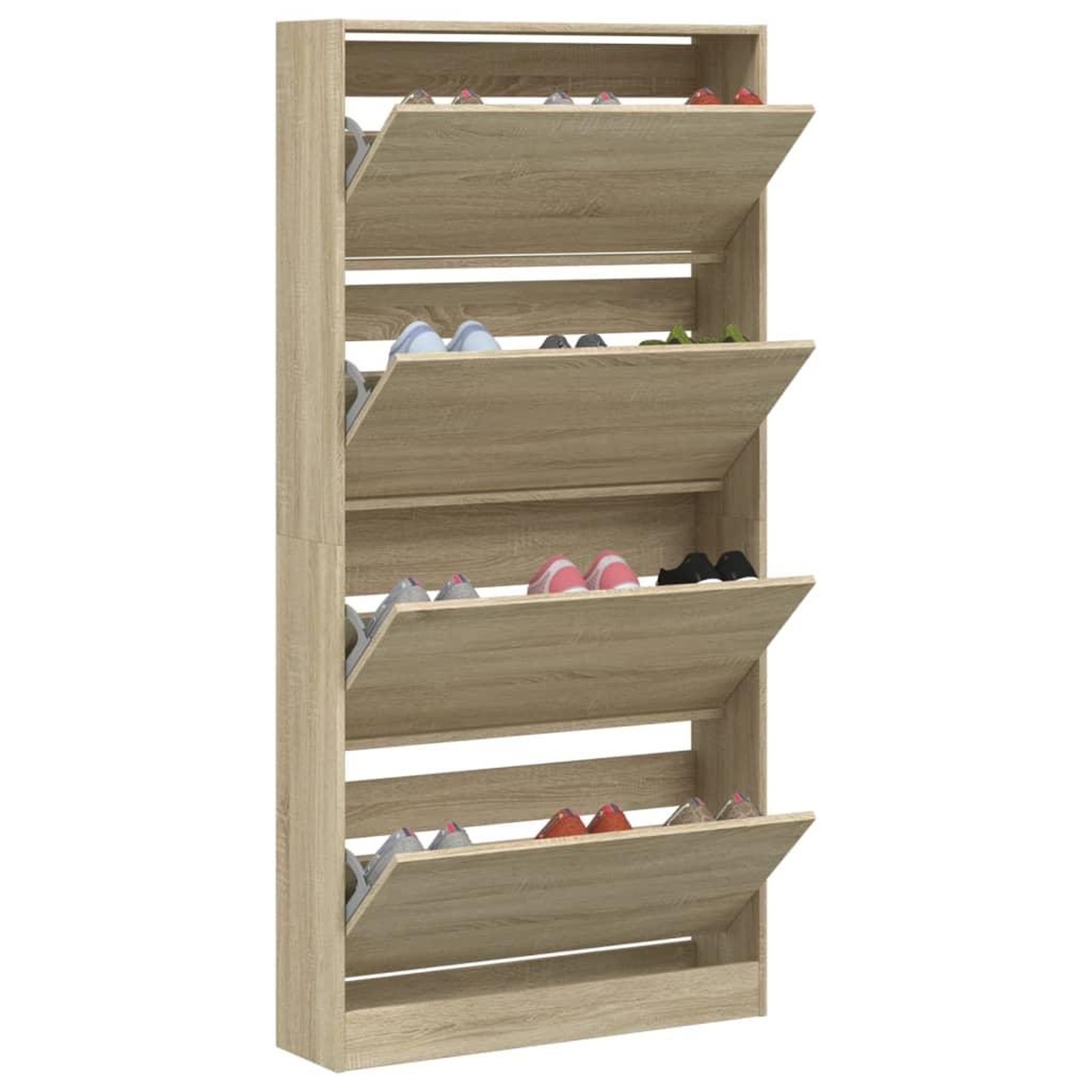 Voir la diapositive 4 : VIDAXL Armoire a chaussures 4 tiroirs rabattables chene sonoma