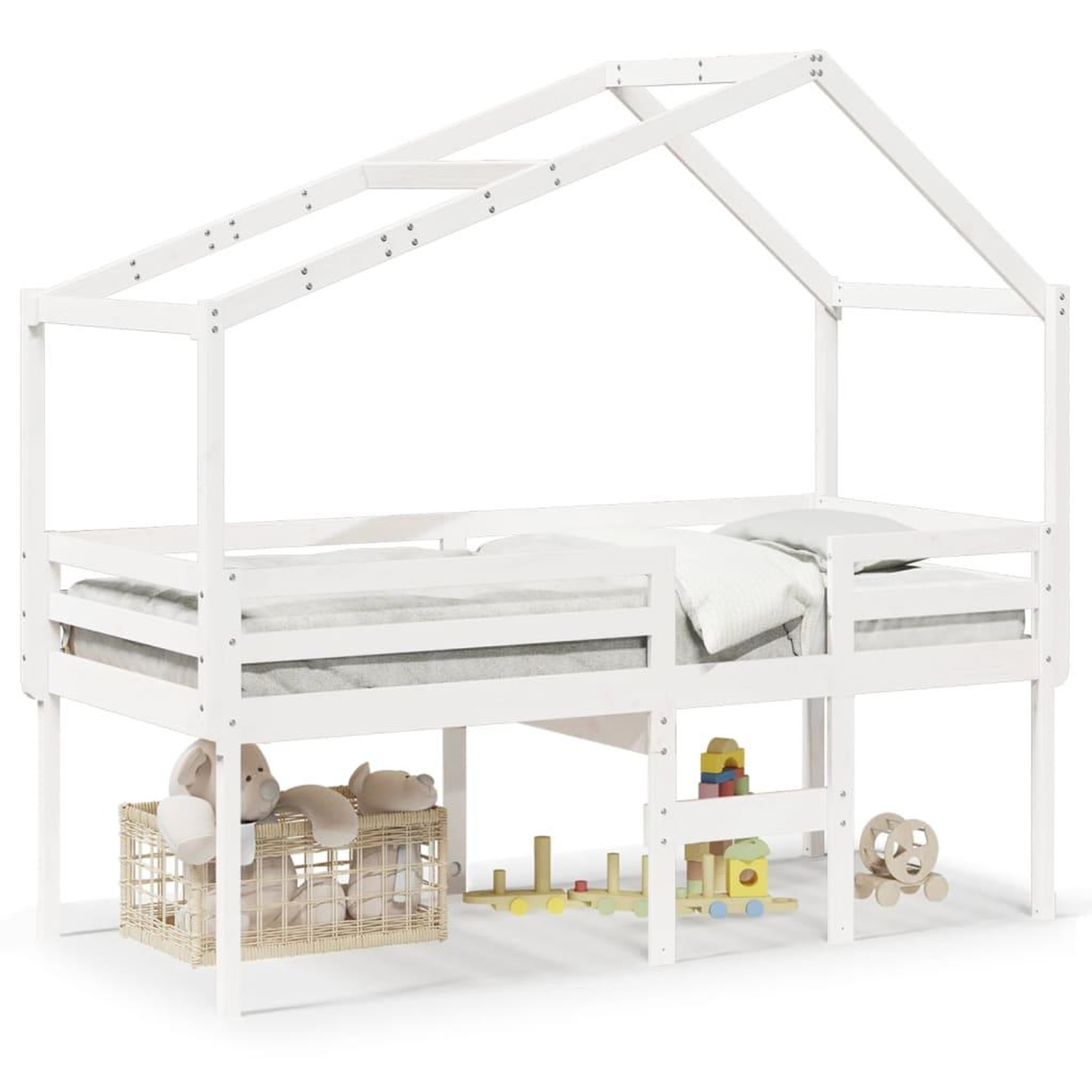 Voir la diapositive 2 : VIDAXL Lit haut sans matelas blanc 80x200 cm bois de pin massif