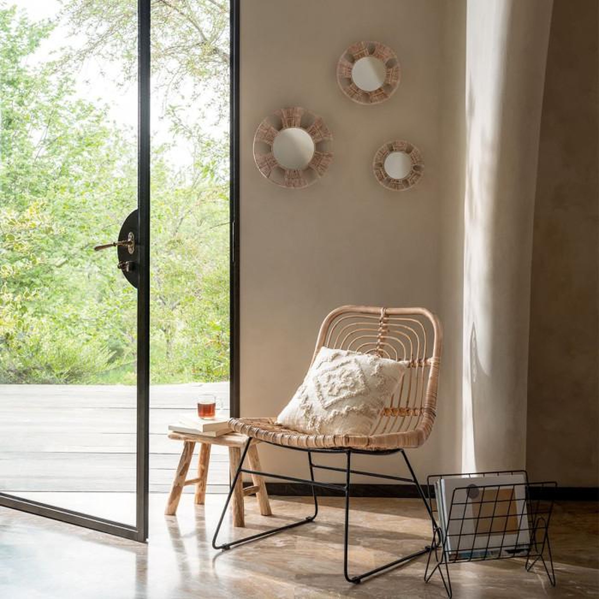Voir la diapositive 4 : ATMOSPHERA Lot de 3 Miroirs Muraux Déco  Laura  31cm Naturel
