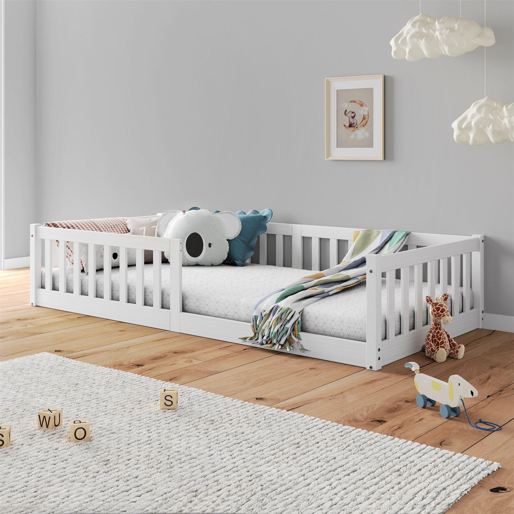 Voir la diapositive 2 : IDIMEX Lit enfant GUSTAVO type Montessori, couchage 90x190 cm, en pin massif