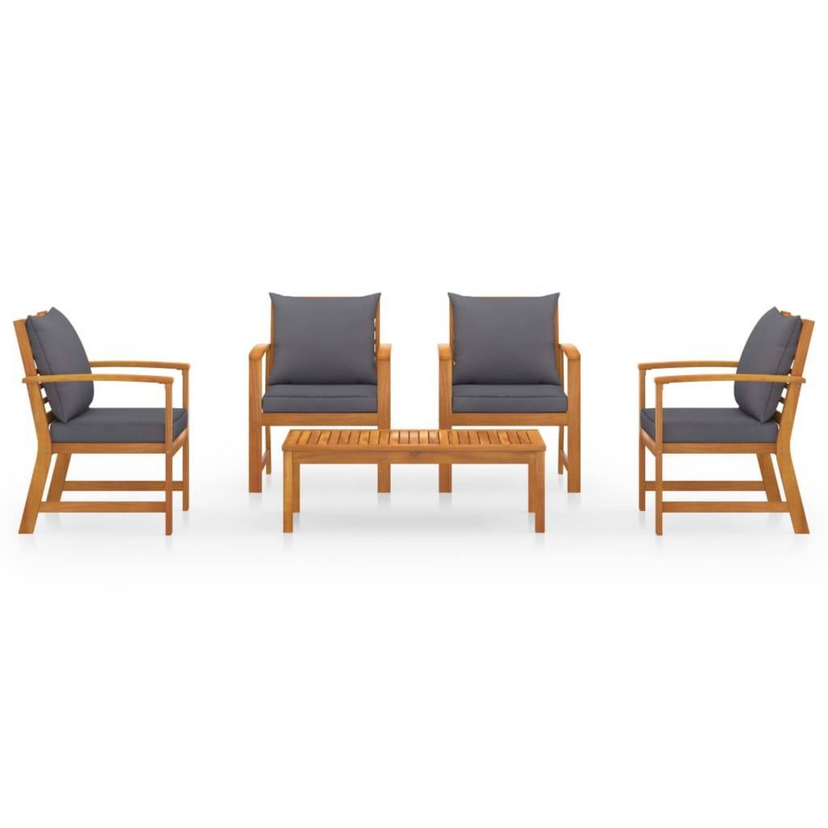 VIDAXL Salon de jardin 5 pcs avec coussin Bois d'acacia solide