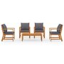 Voir la diapositive 3 : VIDAXL Salon de jardin 5 pcs avec coussin Bois d'acacia solide