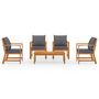 Voir la diapositive 3 : VIDAXL Salon de jardin 5 pcs avec coussin Bois d'acacia solide