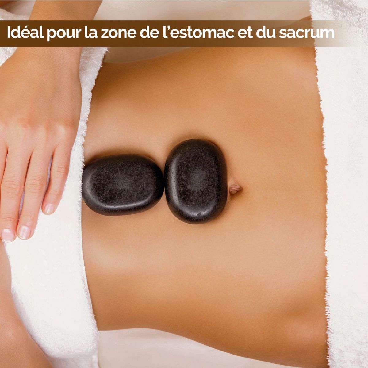 VIVEZEN Lot de 4 pierres chaudes pour massage en basalte naturel poli - Ovale - L