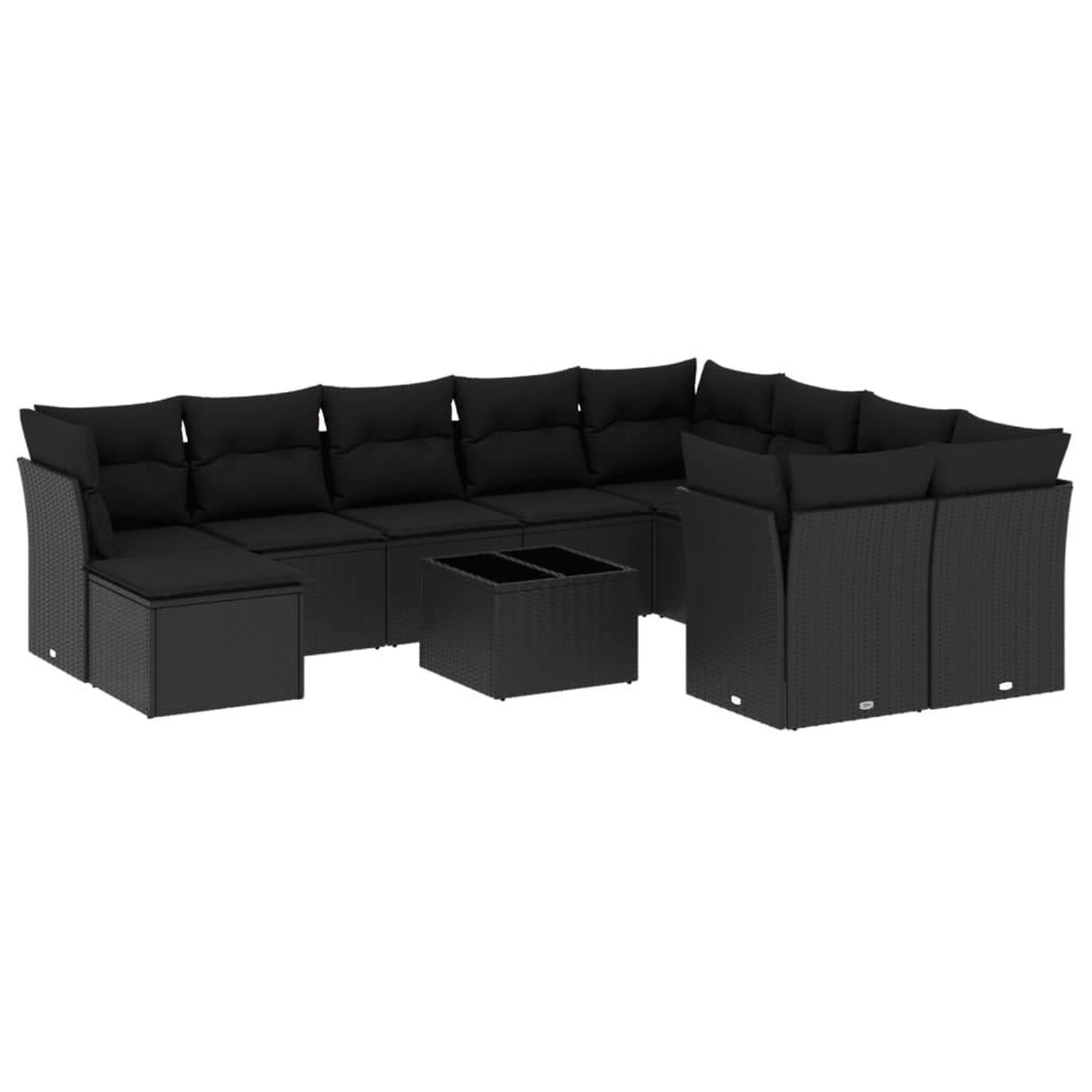 Voir la diapositive 2 : VIDAXL Salon de jardin 11 pcs avec coussins noir resine tressee
