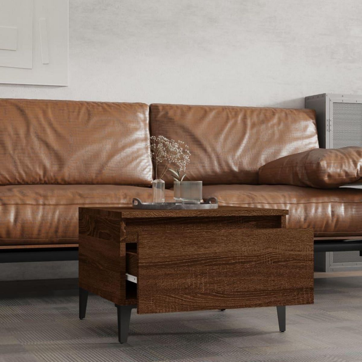 VIDAXL Table d'appoint Chene marron 50x46x35 cm Bois d'ingenierie